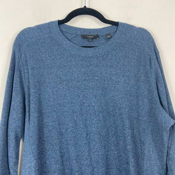 Vince Sz XL Men's Slim Fit Waffle Knit Long Sleeve T-shirt In H Spruce Blue - Picture 3 of 12